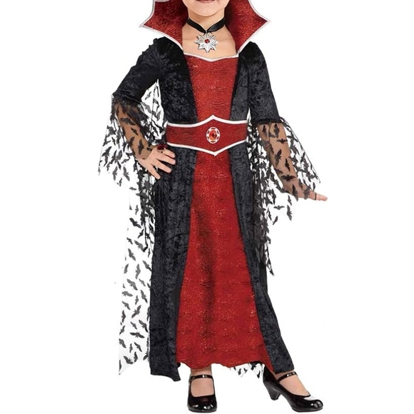 Girls Halloween Queen Vampire Costume Vampiress Dress Trick Or Treating Cosplay - Picture 2 of 16